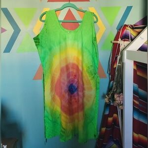 Vintage Rima Beachwear Women's Tie Dye Sleeveless Tie Dress Size XL